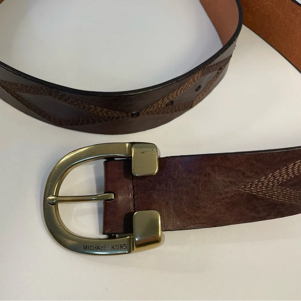 Michael Kors Brown Leather Belt Size Large